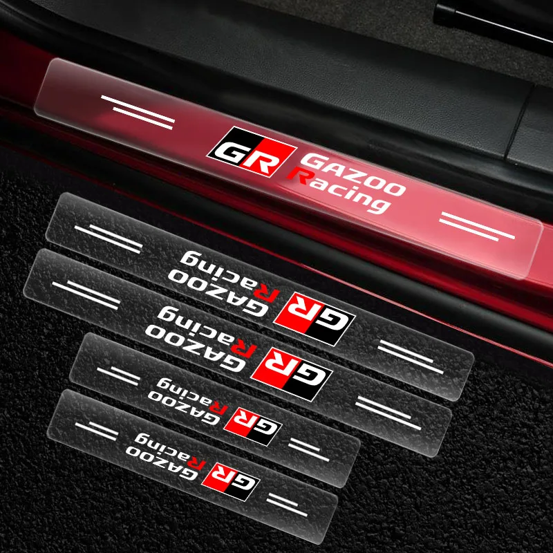 

4Pcs Car Threshold Protector Transparent Decorative Badge 3D Sticker For Toyota GR Sport Gazoo Racing RAV4 C-HR Mirai TRD