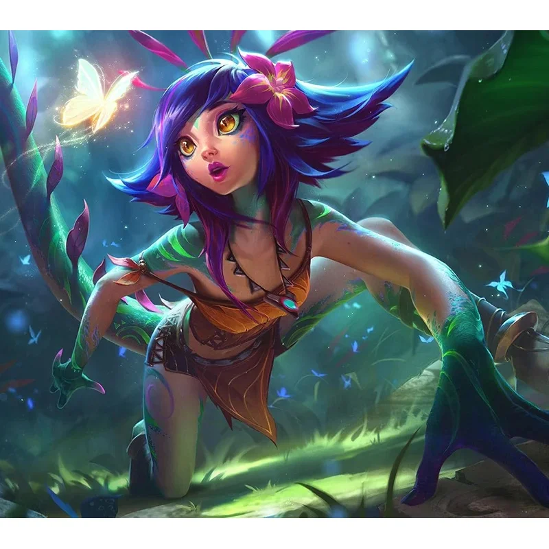 لعبة LOL Neeko الحرباء الغريب الأزرق والأرجواني أومبير مقاومة للحرارة الشعر Perucas تأثيري حلي شعر مستعار + غطاء شعر مستعار مجاني #3