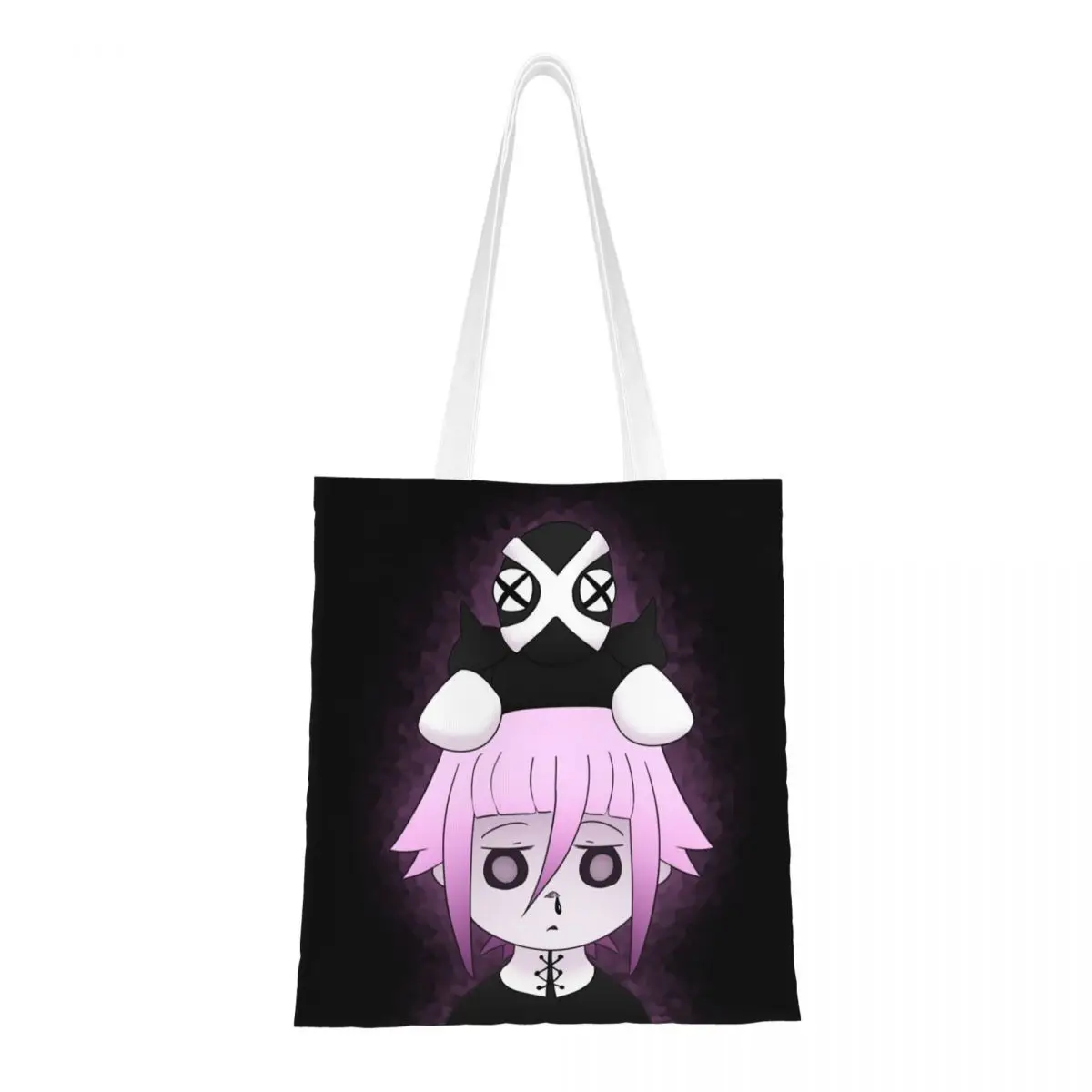

Crona And Ragnarok Soul Eater Shopping Bags Girls Canvas The Tote Bag Folding Women Shoulder Tote Travel Handbag