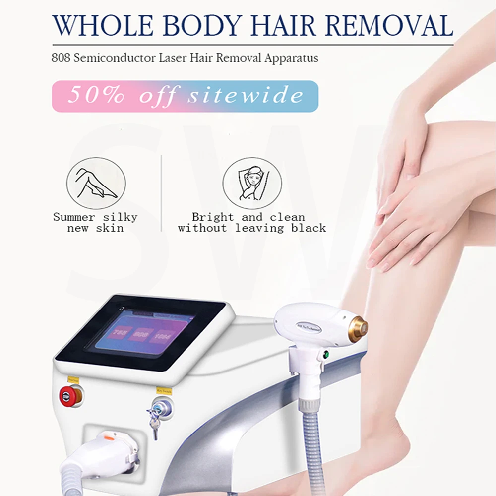 Professional 808nm Diode Laser Hair Removal Machine fast painless air cooling permanent lazer hair removal 3 wavelength 755nm