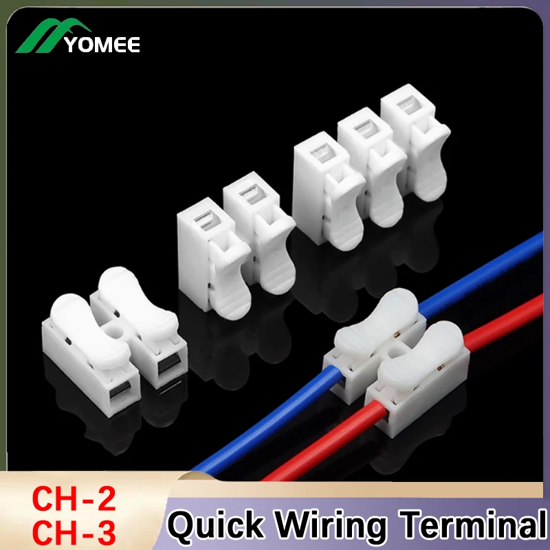 CH-2 CH-3 Spring Wire Quick Connector Self-Locking Press Type Terminal Connector Power Cord Clamp Flame-retardant Terminal