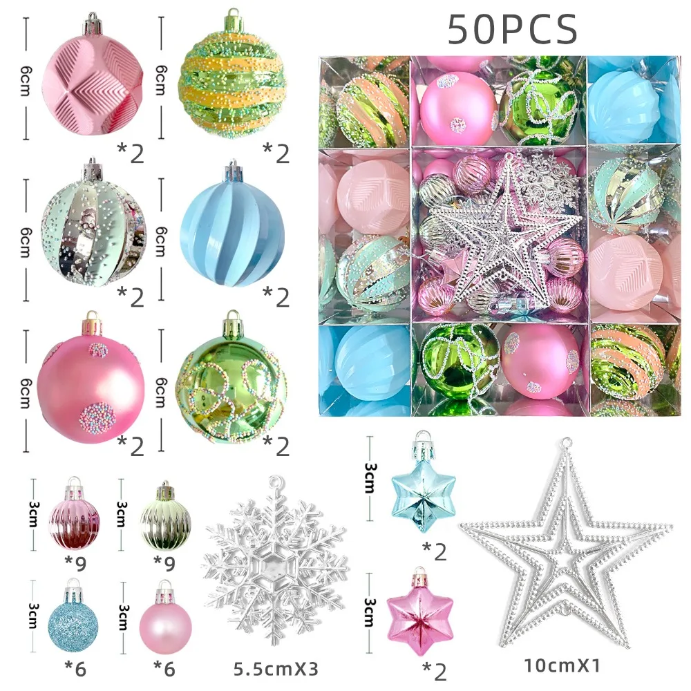 

Durable Plastic Macaroon Christmas Ball Set Multicolor Suspensable Xmas Ornament Ball Christmas Tree Balls Scene Supplies
