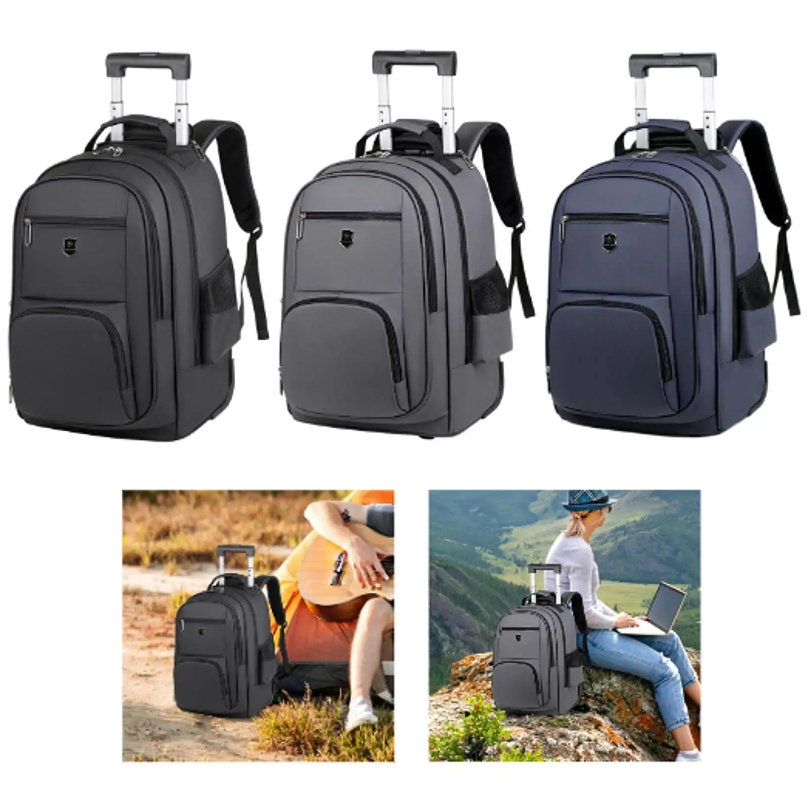 Rolling Backpack Multifunctional Wheeled Backpack for Travel School Adults