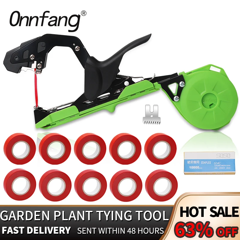 Onnfang Garden Hand Tying Machine Plant Lightweight Garden Tools Plant Tape tool for Vegetables Grapes Tomatoes Cucumbers Garden