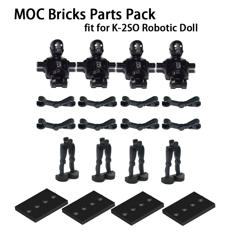 4Pcs/lot MOC Brick Parts Legs, Body Head, Arm Mechanical for Super Battle Dolls K-2SO Robotics Figures Building Blocks Toys Gift