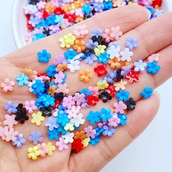 200pcs Resin Mini Colorful Flower Flat back Flower Figurines Nail Art DIY Wedding Scrapbooks Jewelry Crafts Accessories