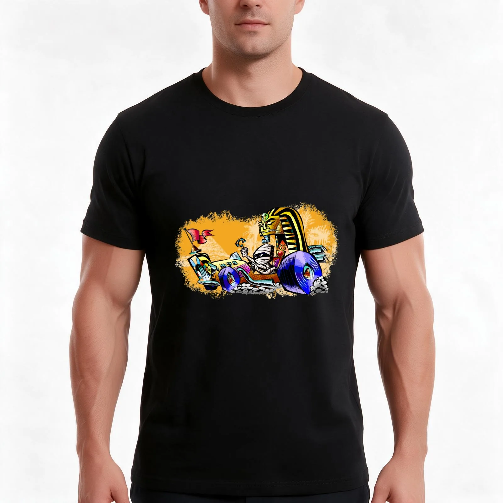 Radical Ramsis and his Hopped-up Hotep Hotrod T-Shirt, Summer Casual Cotton Tee, Oversized Streetwear Tops, Unisex Men Women