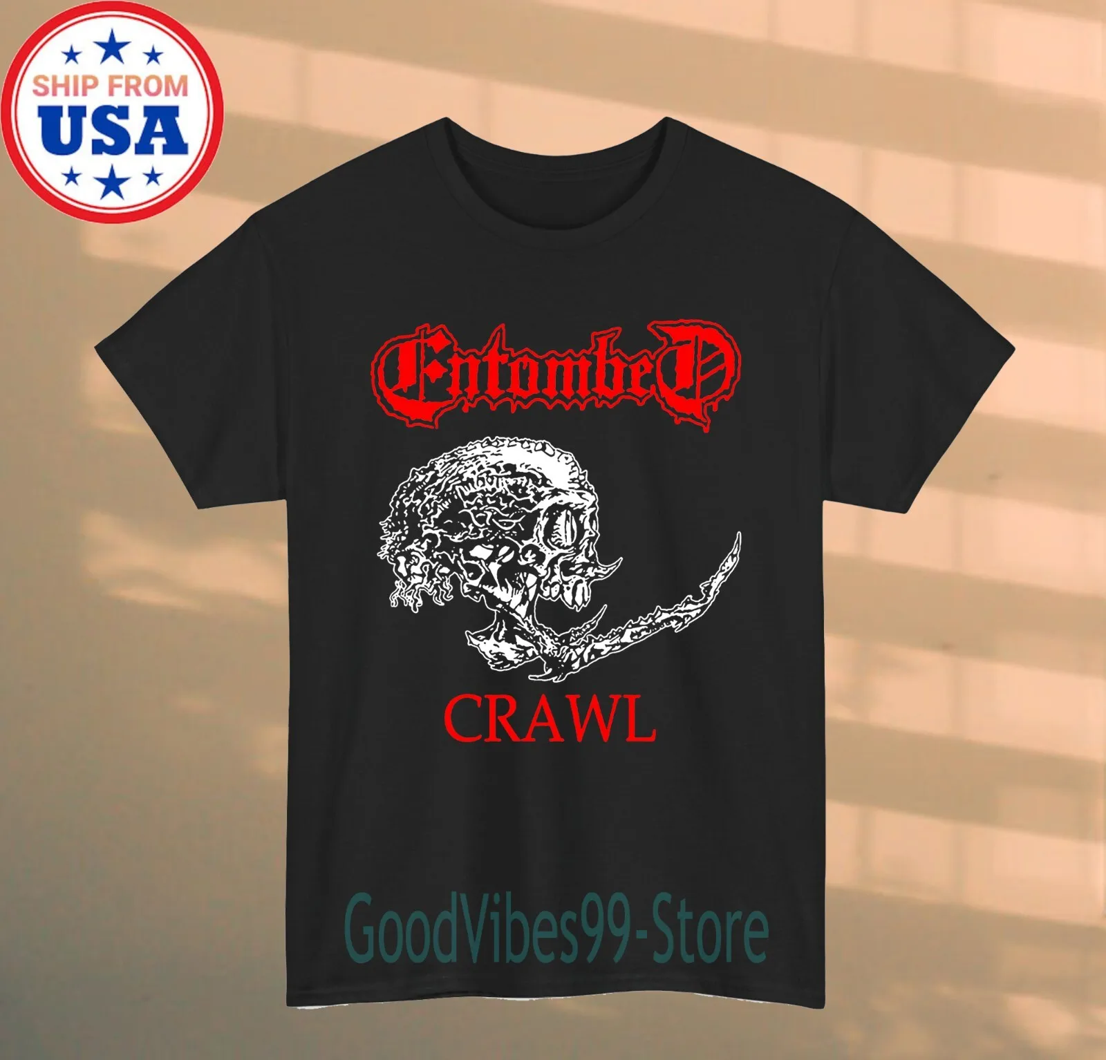 ENTOMBED CRAWL'90 Men's Black Size S-5XL