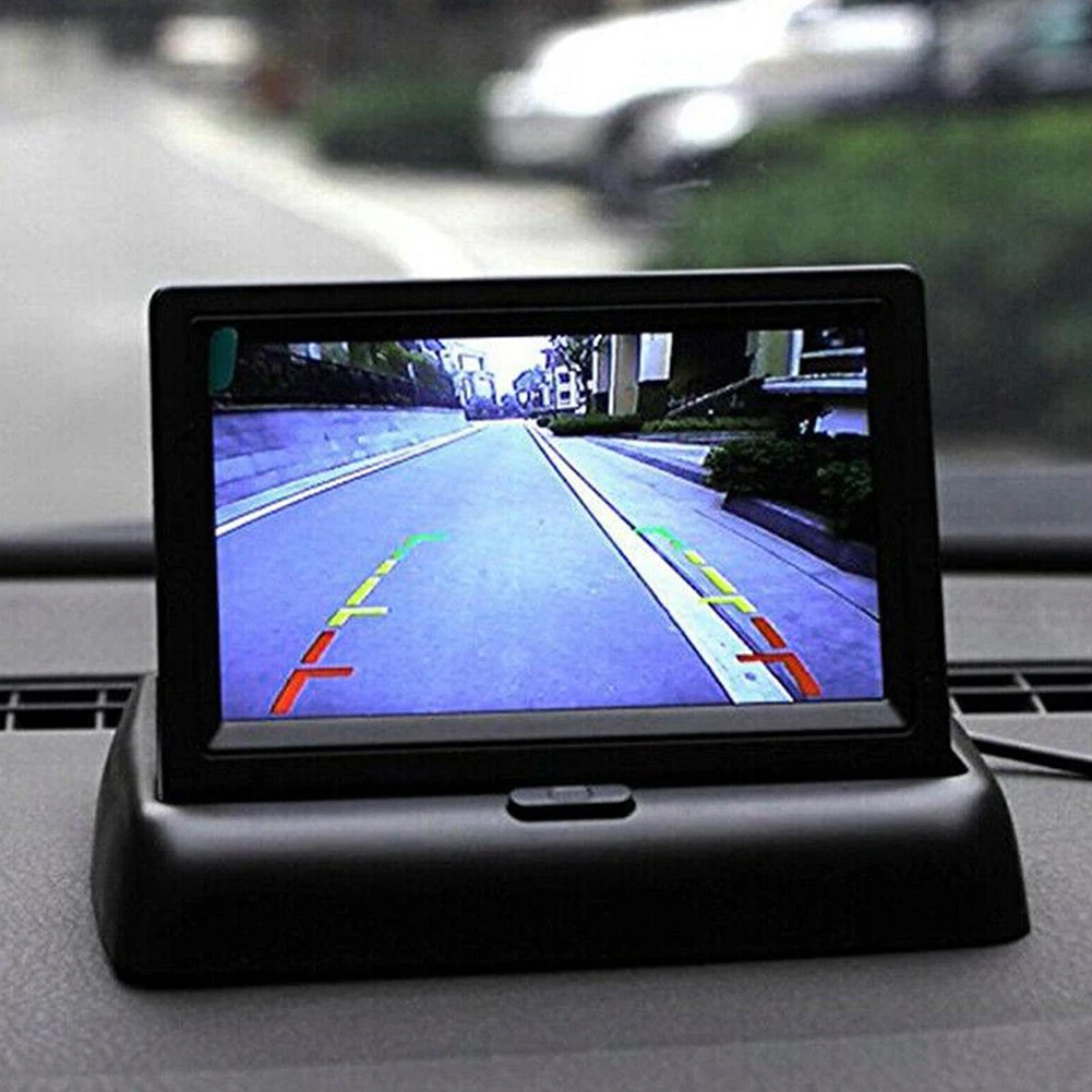 Foldable Car Parking Display 4.3 Inch TFT LCD Screen HD Car Parking Monitor 2-channel Video Input Night Vision Auto Accessories