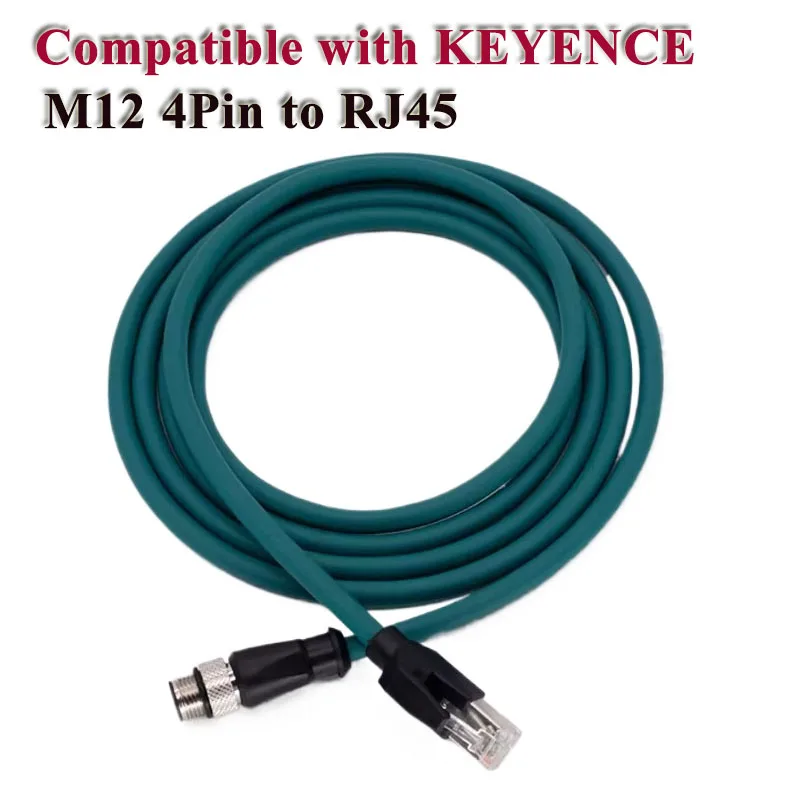 Compatible W KEYENCE M12 4Pin to RJ45 Shileded Network Cable SR-1000/2000 Communication Line Ethernet Wire OP-87230 87231 87232