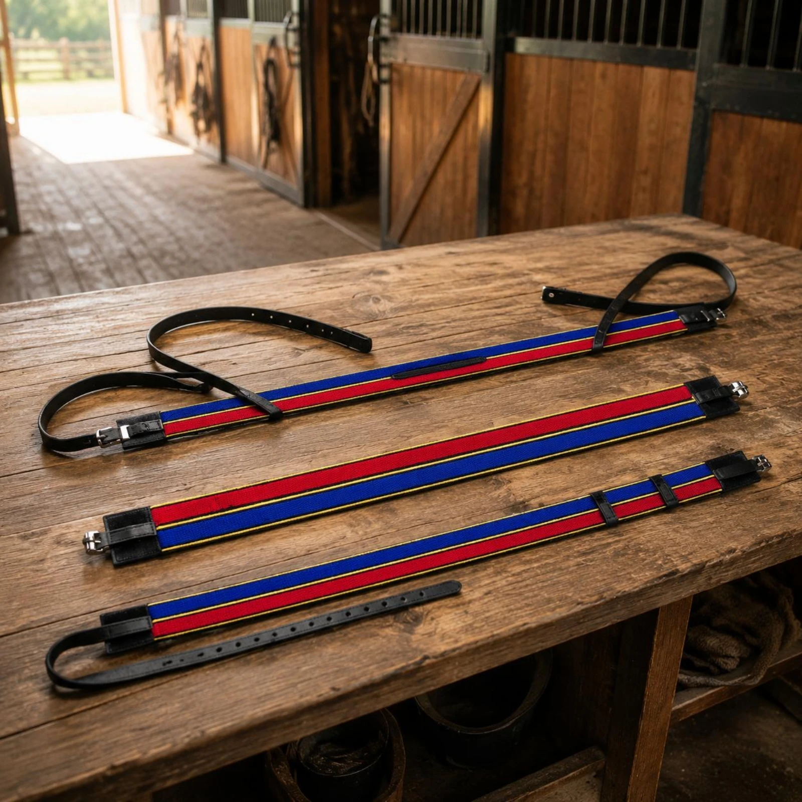 3-pieces-girth-strap-set-woven-woven-fabric-horse-riding-tack-set-surcingle-strap-looped-ends-equestrian-gear-adjustable