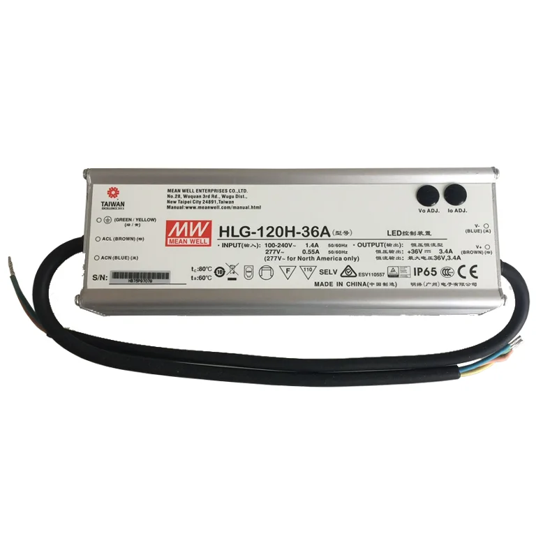 New Original HLG-120H-36A 120W Single Group LED Waterproof Switching Power 36V 3.4A Power Supply