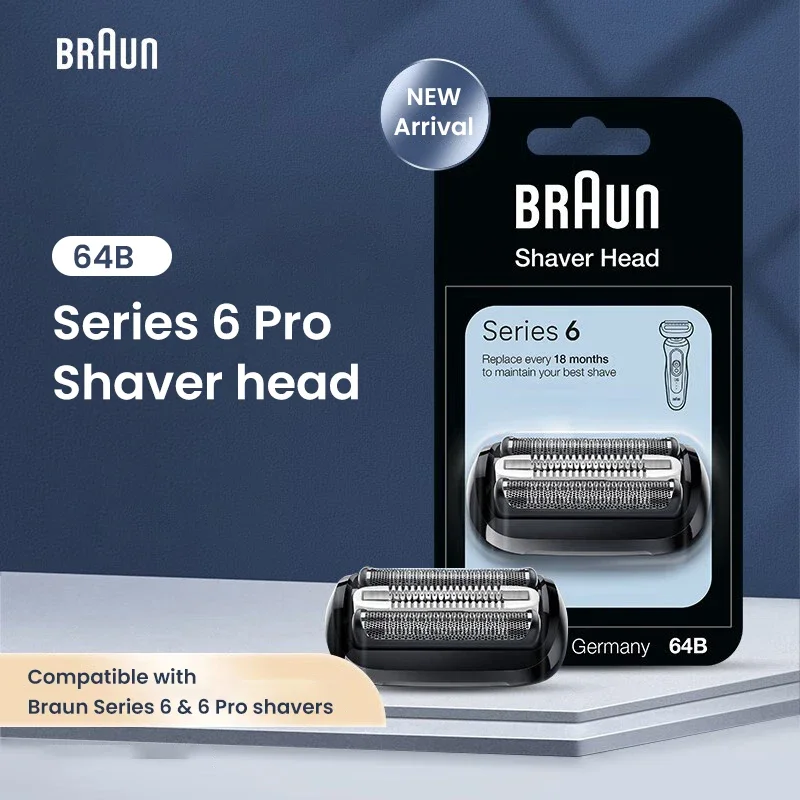 Braun kepala pencukur 64B, dengan alat pencukur kulit sensitif, pengganti Foil Cutter 3 pisau mengambang untuk Braun Series 6 6 Pro pisau cukur elektrik
