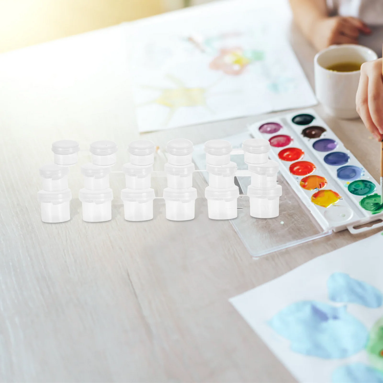 30pcs Empty Paint Pots Clear Plastic Mini Painting Oil Pot Container Strips For Acrylics Watercolor Travel Storage Color Mixing