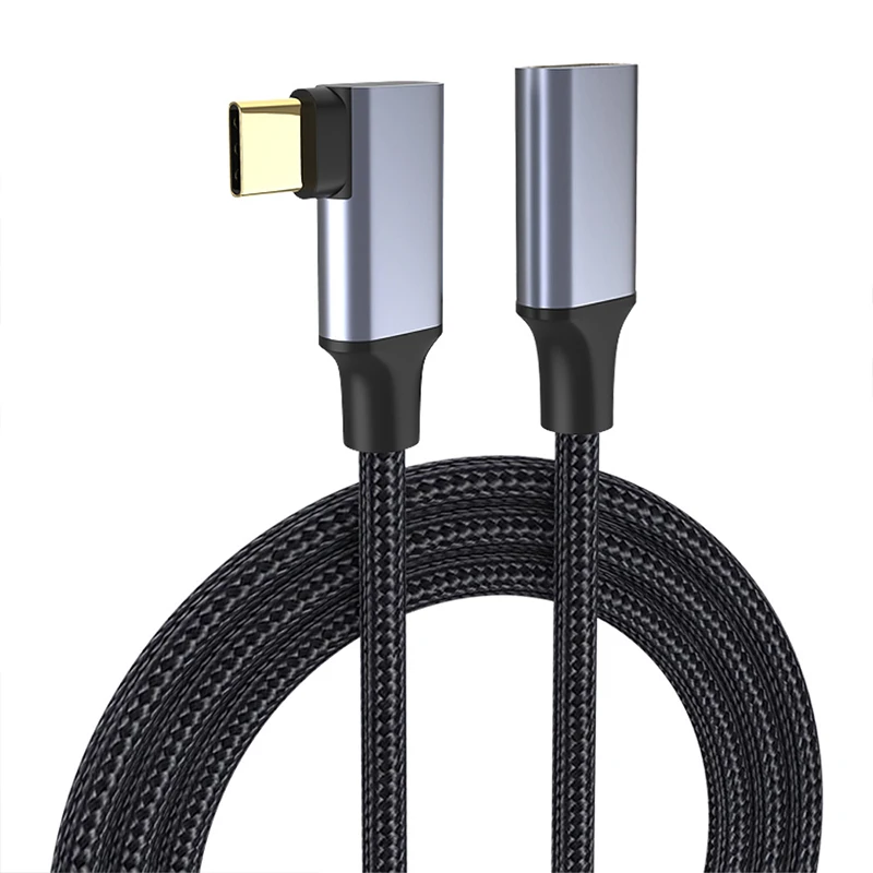 5A USB C Extension Cable Type C 3.1 PD100W Fast Charging Male to Female Cable Extender 90 Degree Elbow Right Angled USB C Extend