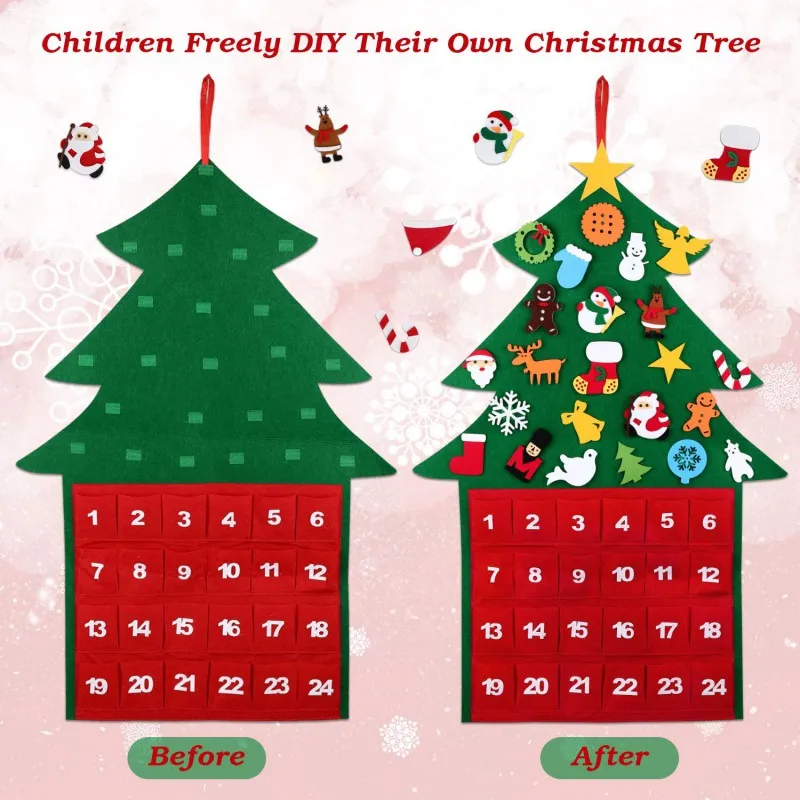 Felt Christmas Tree Xmas Tree Various Noel Pendants Children's Natal DIY Advent Calendar Merry Christmas Decor Navidad