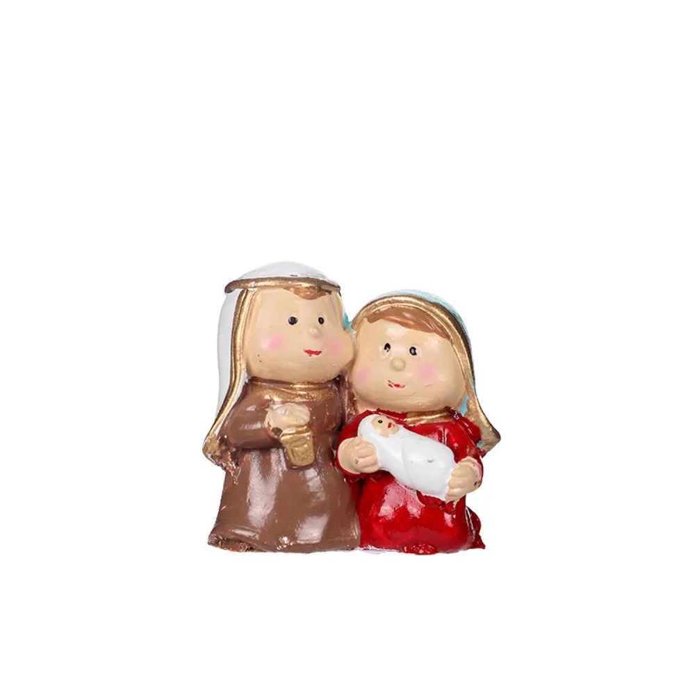 Creative Classic Holy Family Figurine Cartoon Decorative Christmas Manger Ornaments Cute Jesus Christ Figurine Desktop