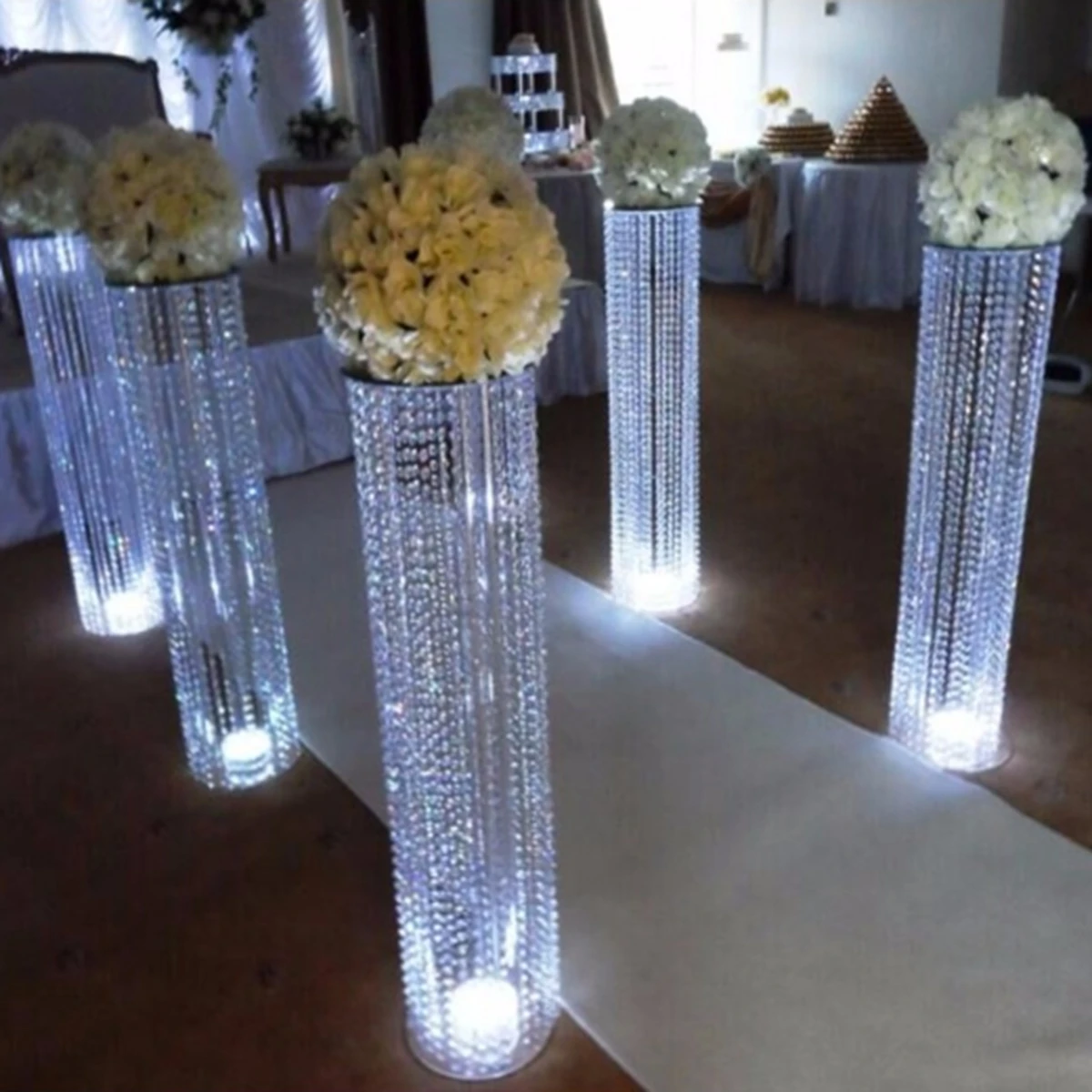 

8 PCS 110CM Diameter Crystal Wedding Road Lead Acrylic Centerpiece For Event Party Decoration