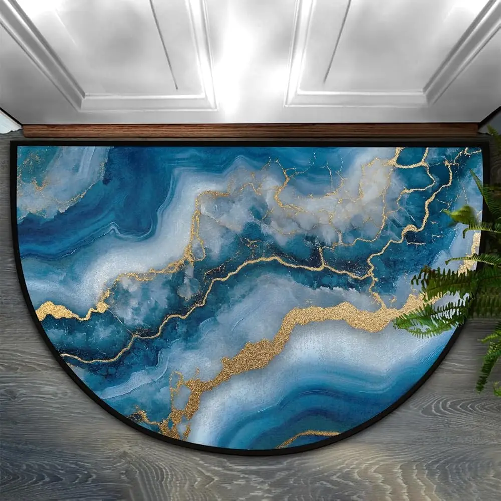 Oceanic Flow Doormat Glitter Accent Smooth Finish Non-Slip for Poolside or Sunroom Transition