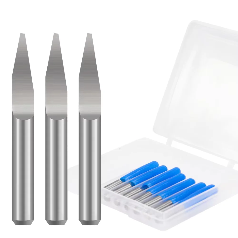 10pcs PCB 3D Engraving Bit 10/15/20/25 Degrees V Shape Carving Bits Tipped 0.1-0.7mm Tungsten Carbide PCB 3D Milling Cutter