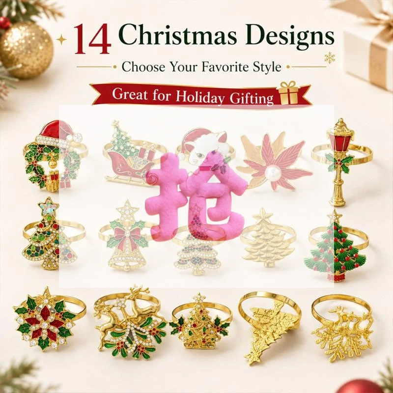 1Pcs Simple Wreath Napkin Buckle Christmas Tree Napkin Ring Party Table Decoration Towel Buckle Holiday Ornaments