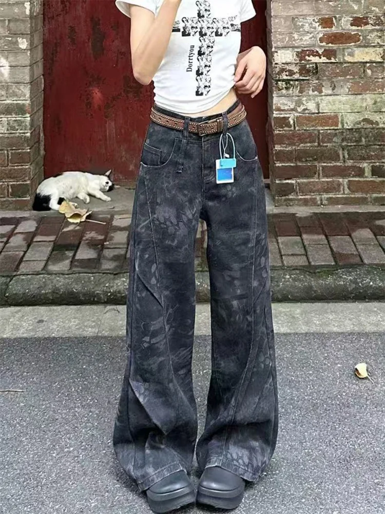 

plus Size American Style Knife Denim Jeans Women's Autumn Winter High Waist Slim Straight Leg Wide Leg Pants