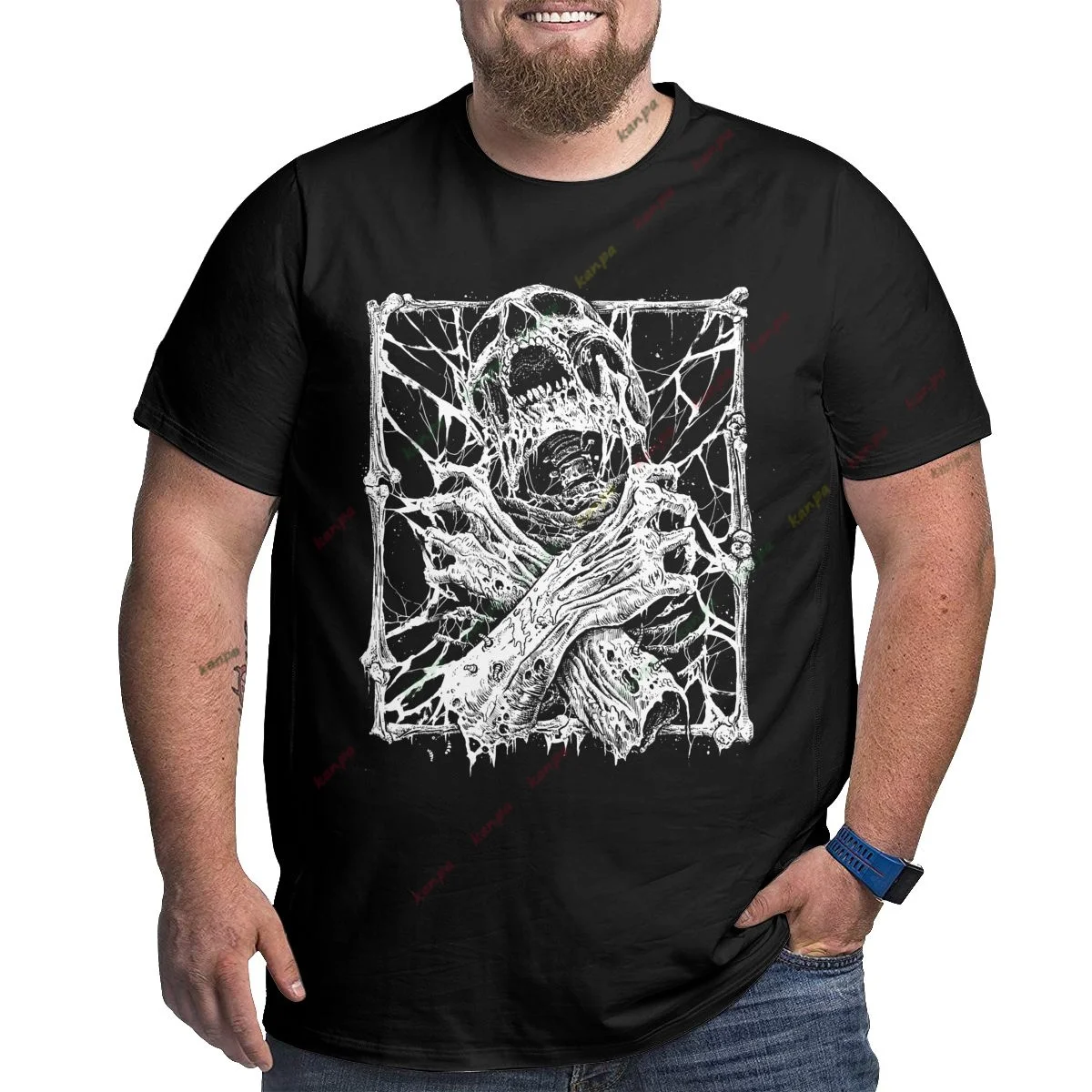 Men's Horror Skull Print T-Shirt 3D Print Vintage O-Neck Short Sleeve Fashion Oversized T-Shirts Men's Summer Street Clothing xl