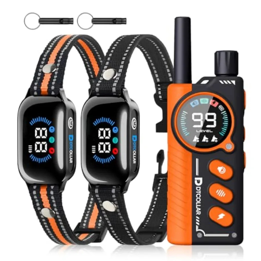 

Dog training collar for outdoor use, waterproof silicone material, black color, 4-mode correction with color screen and 3300FT