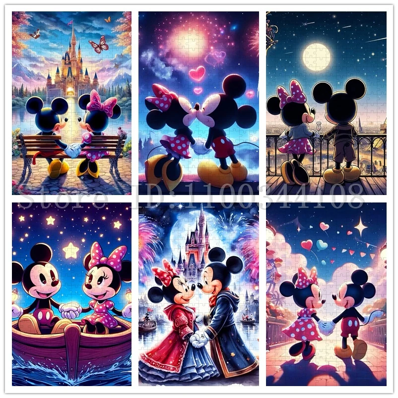 

Mickey Minnie Mouse Puzzles for Children Intelligence Toys 35/300/500/1000 PCS Disney Cartoon Jigsaw Puzzles Stress Relief Toys