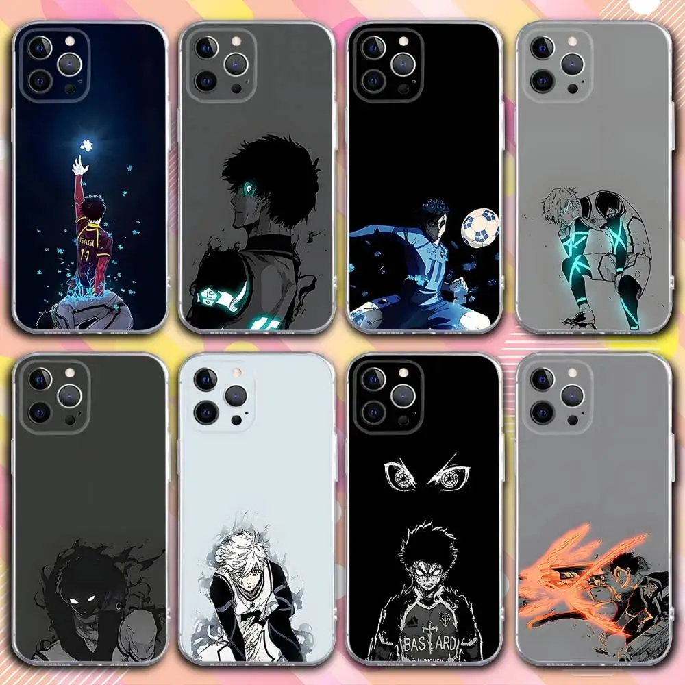Funda de teléfono Anime B-Blue L-Lock para iPhone 17,16,15,14,13,12,11 Pro,Max,Plus,X,XS,XR,SE4,E Mini funda suave transparente