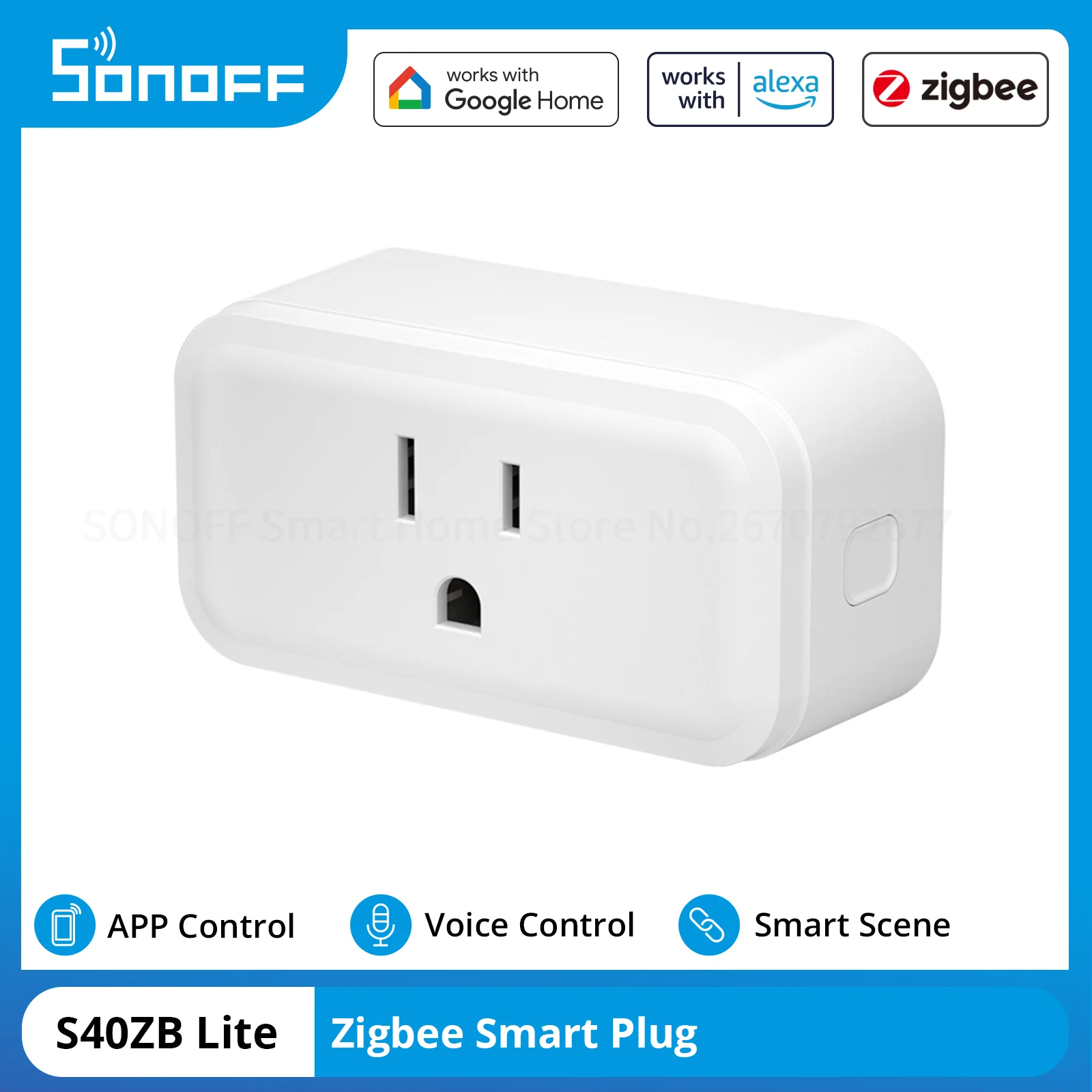 

SONOFF S40ZB Lite 15A Zigbee Smart Plug Пульт дистанционного управления Голосовое управление Смарт-домашние сцены Таймер Розетка через eWeLink Alexa Google
