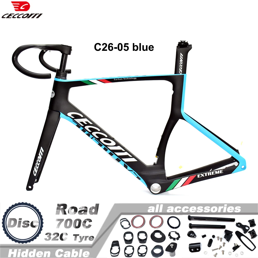 CECCOTTI RF26 Model Full Hidden Cable Bicycle Frameset T47 BB And Disc Brake Road Bike Frame Carbon