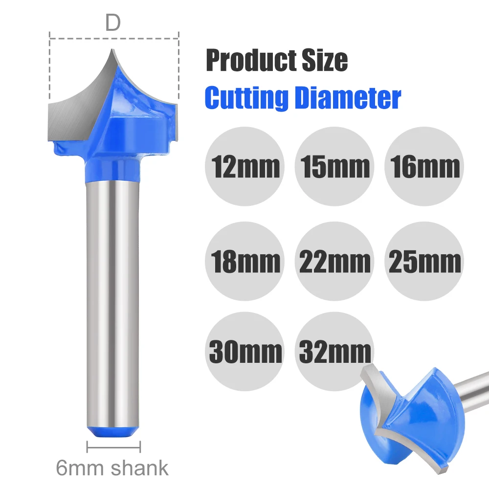 HAMPTON 1PC Fräser 6mm Schaft CNC Runde Nase Bits 8-32mm Runde Punkt Cut Bit Vhm Werkzeuge Für Holzbearbeitung – Detail 6