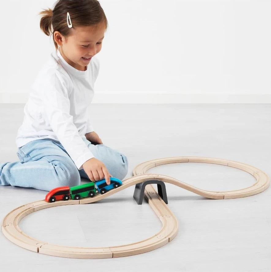 Wooden Track Railway Toys Beech Wooden Train Track Accessories Fit Biro All Brand Wood Tracks Educational Toys for Children