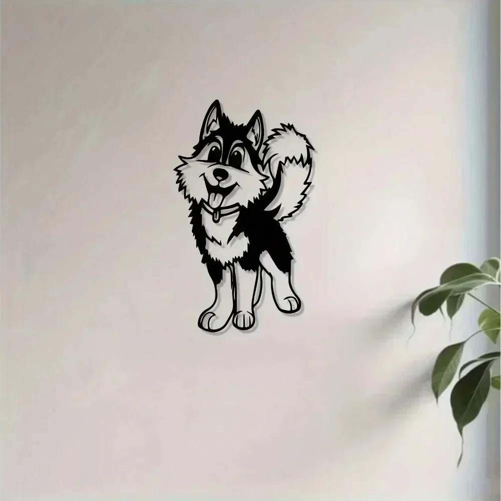 CIFBUY Husky Dog Metal Wall Art, Rustproof Iron Wall Hanging Sign, Modern Home Garden Decor Pet Lover Gift