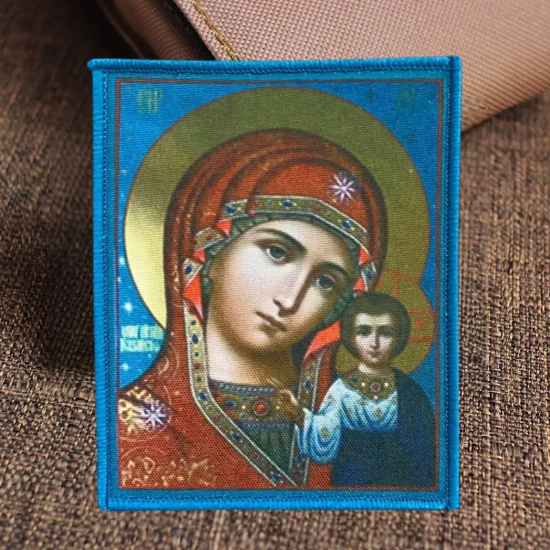 Parche militar gancho y bucle Jesús y Virgen para mochila - imagen 2