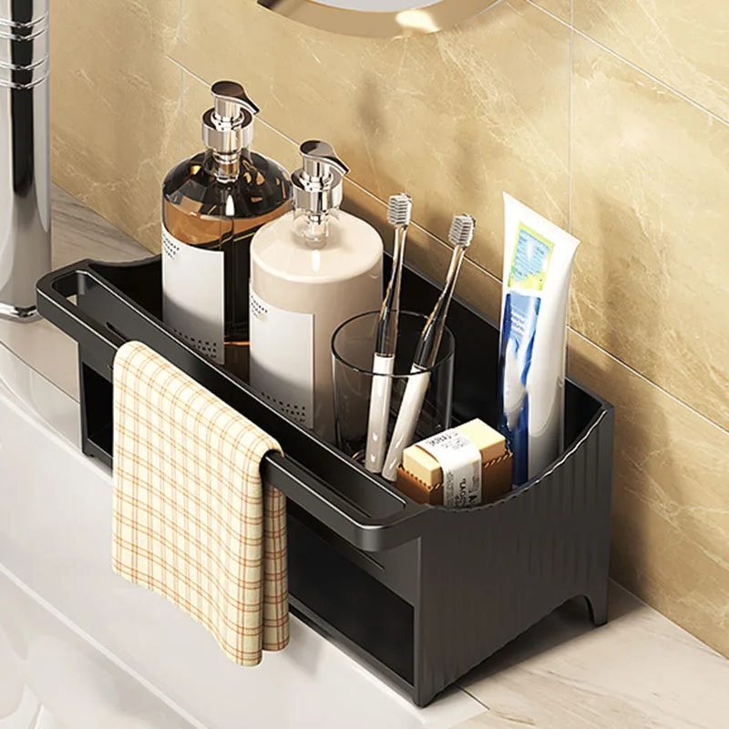 Sink Storage Rack Kitchen Plastic Organizer Shelf Sponge Towel Drain Basket Bathroom Shampoo Holder Desktop Soap Drainer Basket