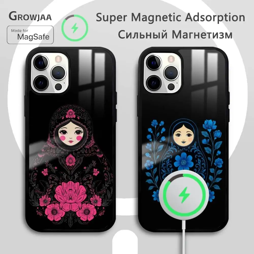 

Russian Dolls Matryoshka Phone Case For IPhone 16 15 14 13 12 11 Pro Max Plus Mini Magsafe Mirror Wireless Magnetic Funda
