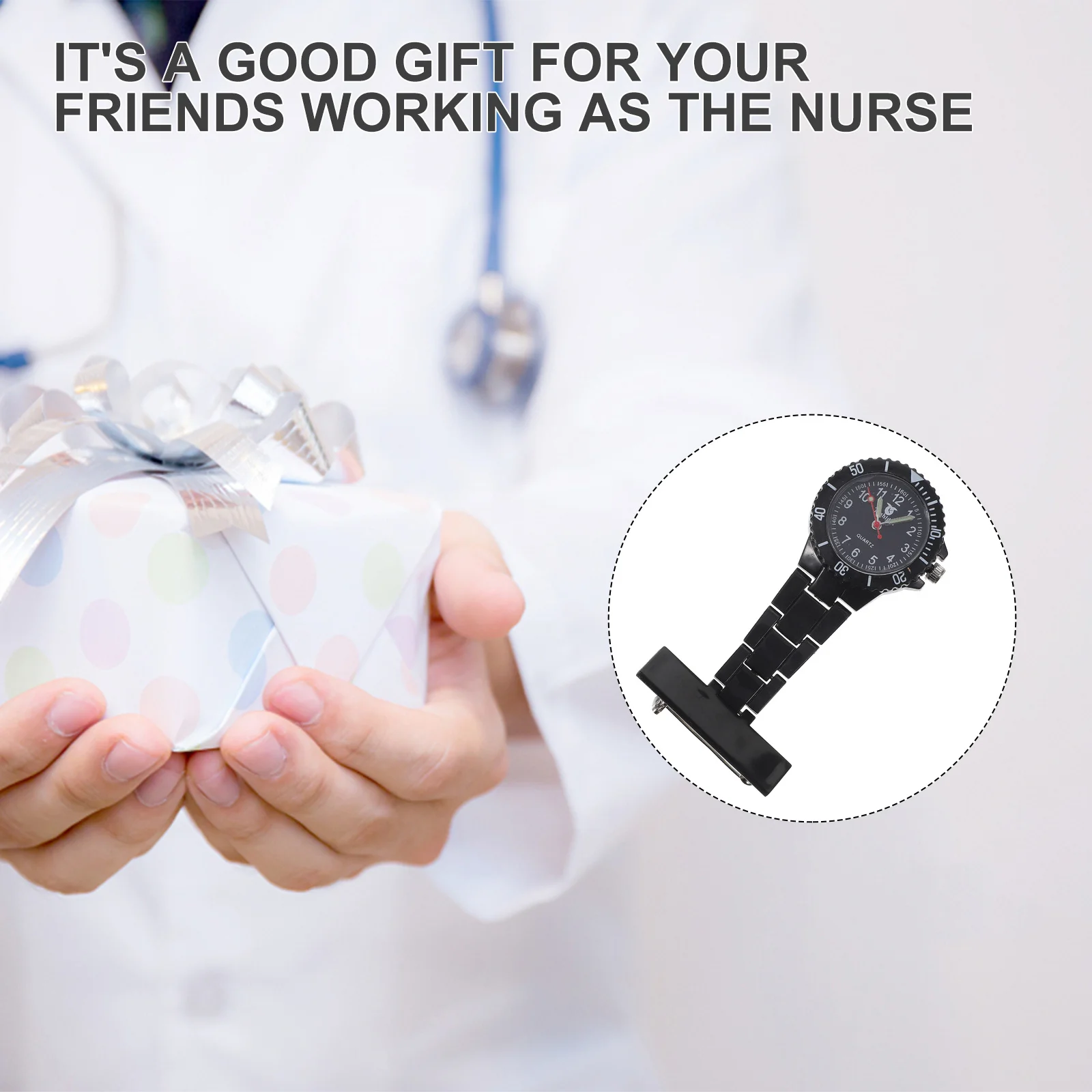 

1Pcs Nurse Watch Silicone Material Large Dial Pin-Type Design Durable Hanging Nurse Pocket Watch for Medical Nursing