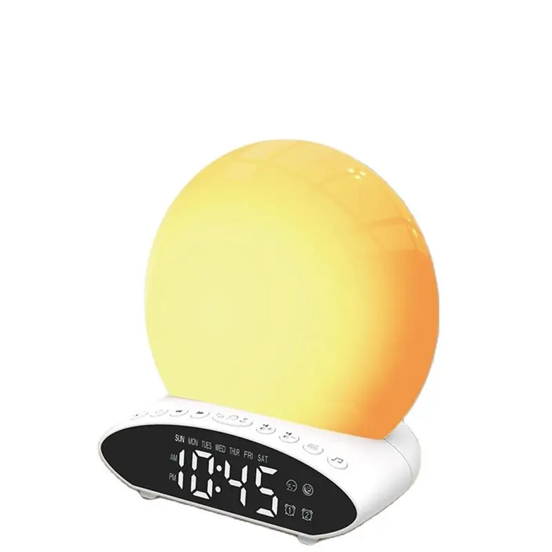 Wake Up Light for Kids, Sunrise Alarm Clock, Radio, 7 Colored Night Light, Sunrise Simulation and Sleep Aid, Dual Alarm with FM