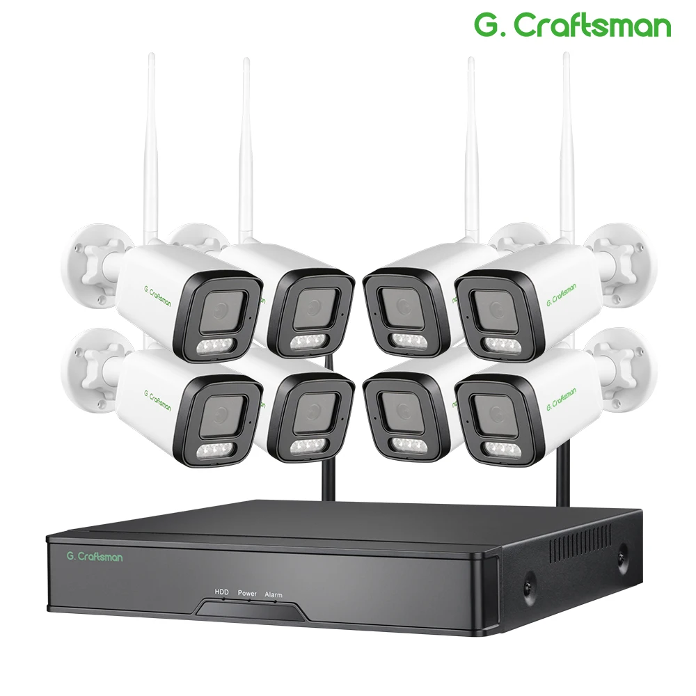 seguranca sem fio de vigilancia por video gcraftsman kit de sistema wifi deteccao de pessoa de rosto 8ch t 5mp onvif cctv 01