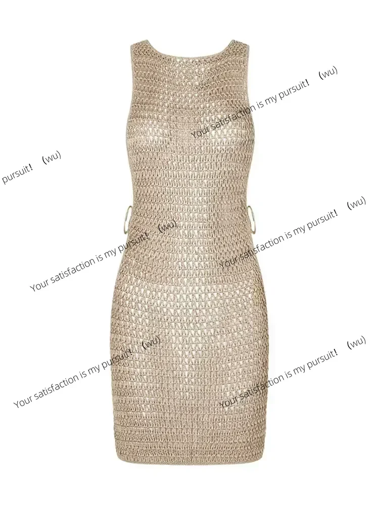2025, Sommer, sexy A-Ausschnitt, kurzer Ring, dekoratives Korsett, schmale Passform, Strand-Minikleid, Damen-Beachwear-Badeanzug-Abdeckung