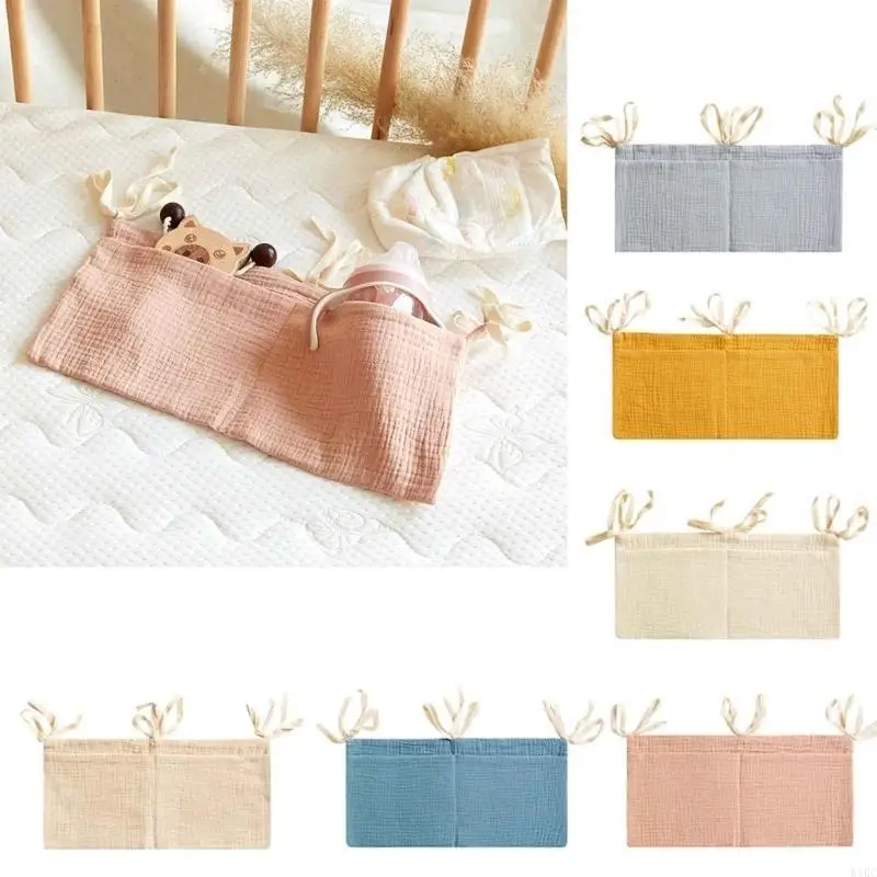 K1KC Baby Bedside Bag Portable Diaper Storage Bag ให้อาหารขวดการจัดระเบียบกระเป๋าแขวนถุงเก็บกระเป๋าทารก