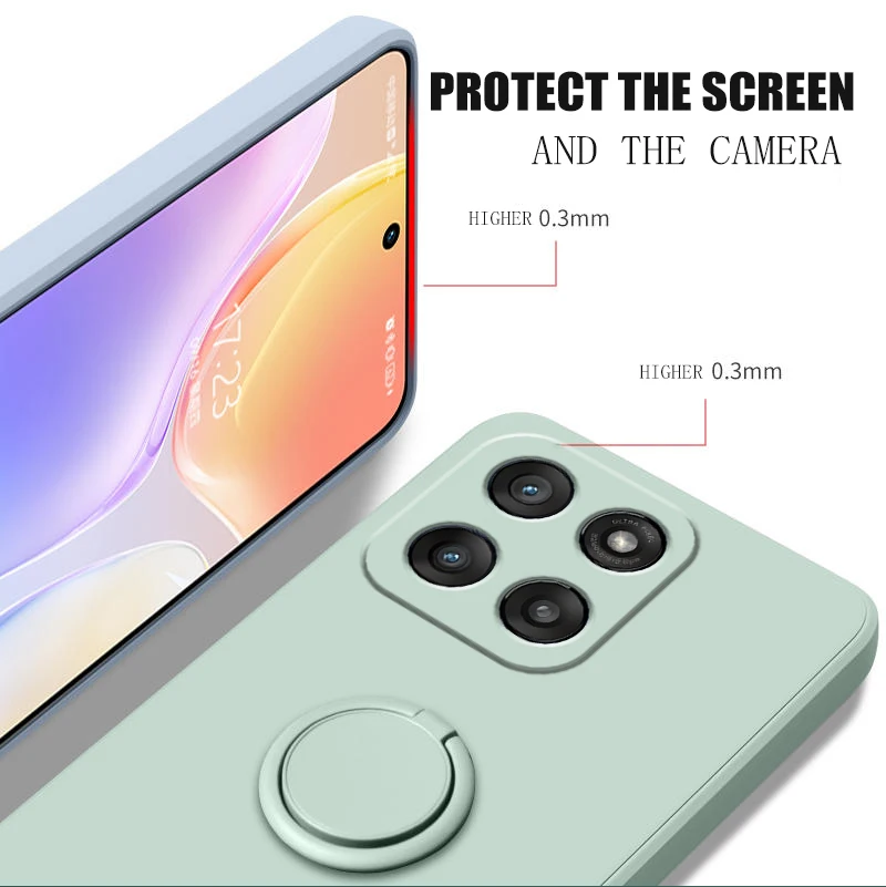 Motorola Edge 60 Fusion、Ring Holder、Edge 60s、50Neo、50Fusion、50Pro対応 ソフト液体シリコンケース 携帯電話シェル カバー 保護ケース