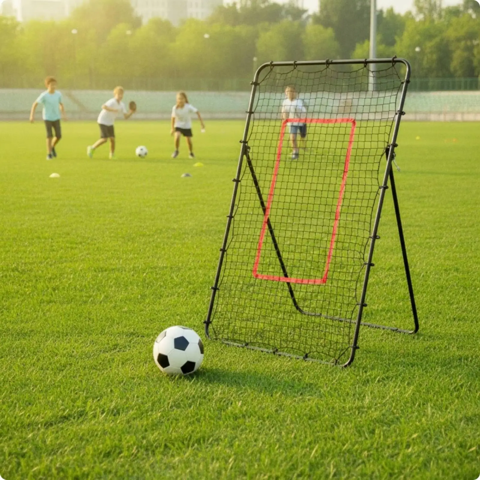 マルチスポーツリバウンドネット-4x7フィート-ターゲットエリア付き-サッカー、バレーボール、野球、ホッケーのトレーニングセッション用