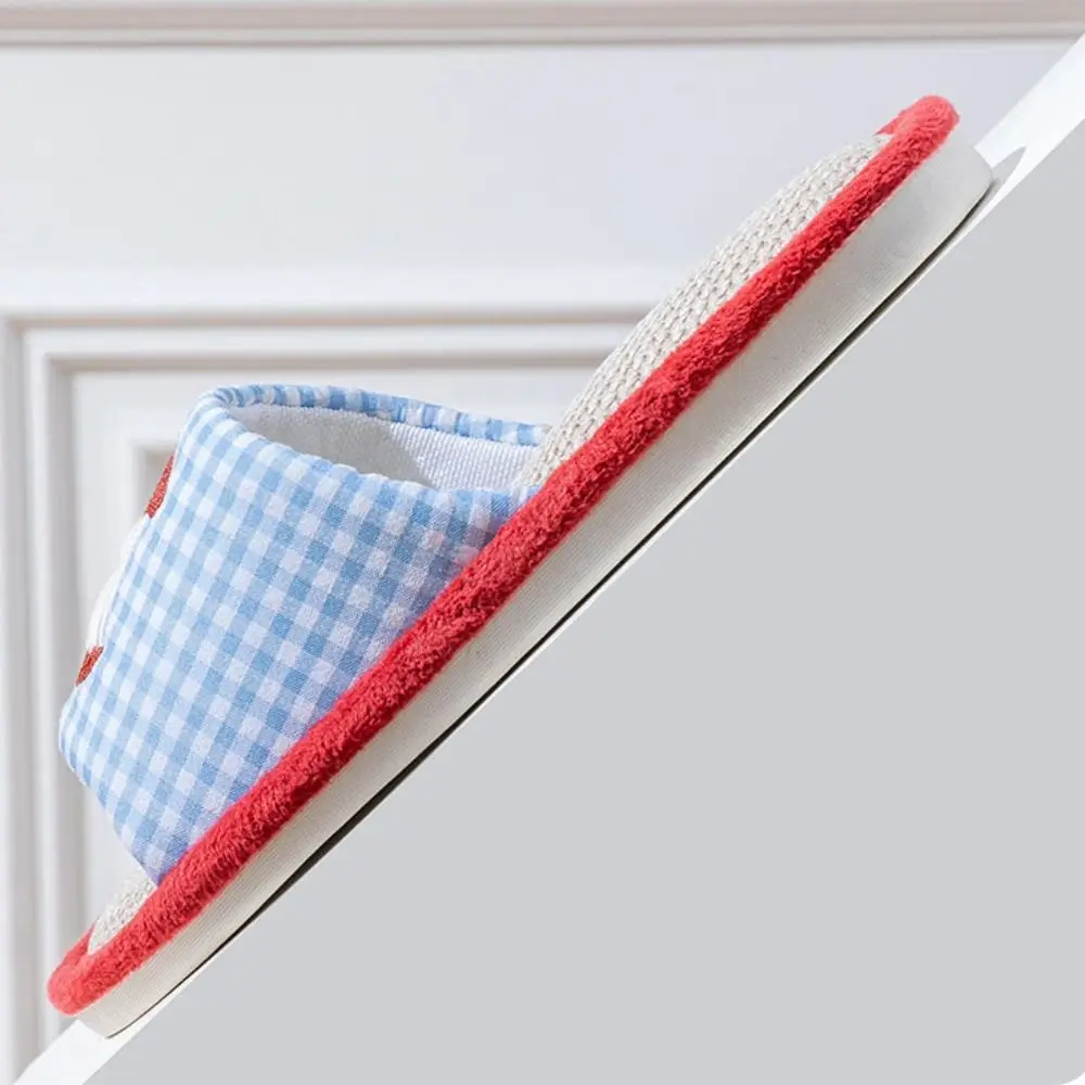 مريحة الفراولة منزل الكتان النعال المضادة للانزلاق الكتان الحلو النعال النساء شبكة شريط الفواكه شبشب منزل الفتيات #3