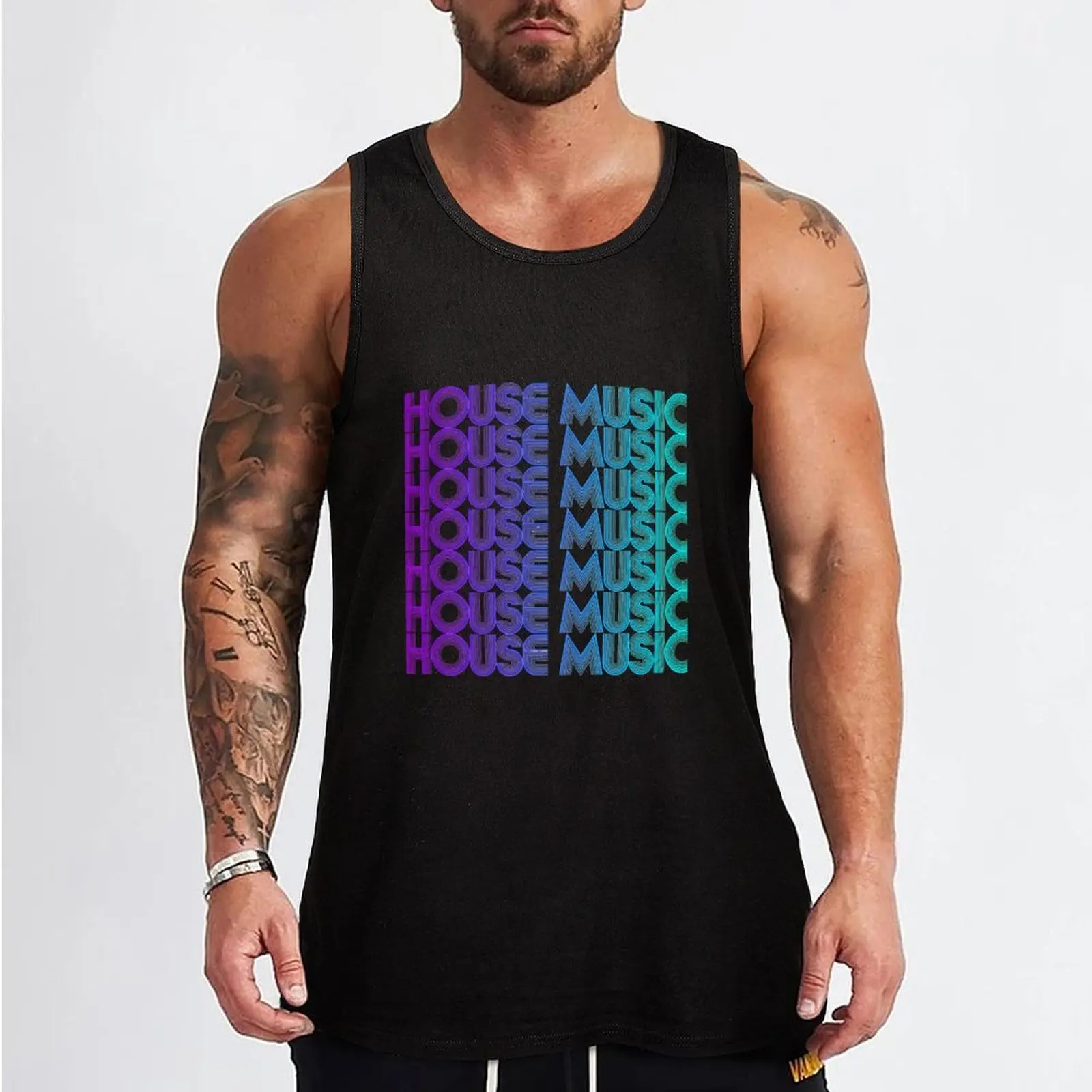 House Music Vaporwave Techno House Music EDM Lover DJ Gear Tank Top sleeveless shirt man gym Men's summer vest Vest male