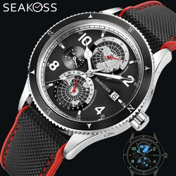 SEAKOSS Mens Diving Watches 10Bar Fully Automatic Mechanical Wristwatch Nylon Fluorosilicone Super Luminous Sapphire 1963 Clocks