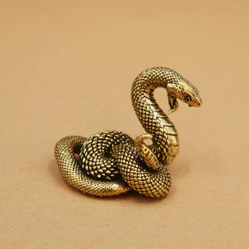 Vintage Brass Mini Snake Decorations Tea Pet Antique Animal Figurines Miniatures Home Desktop Ornament For Living Room