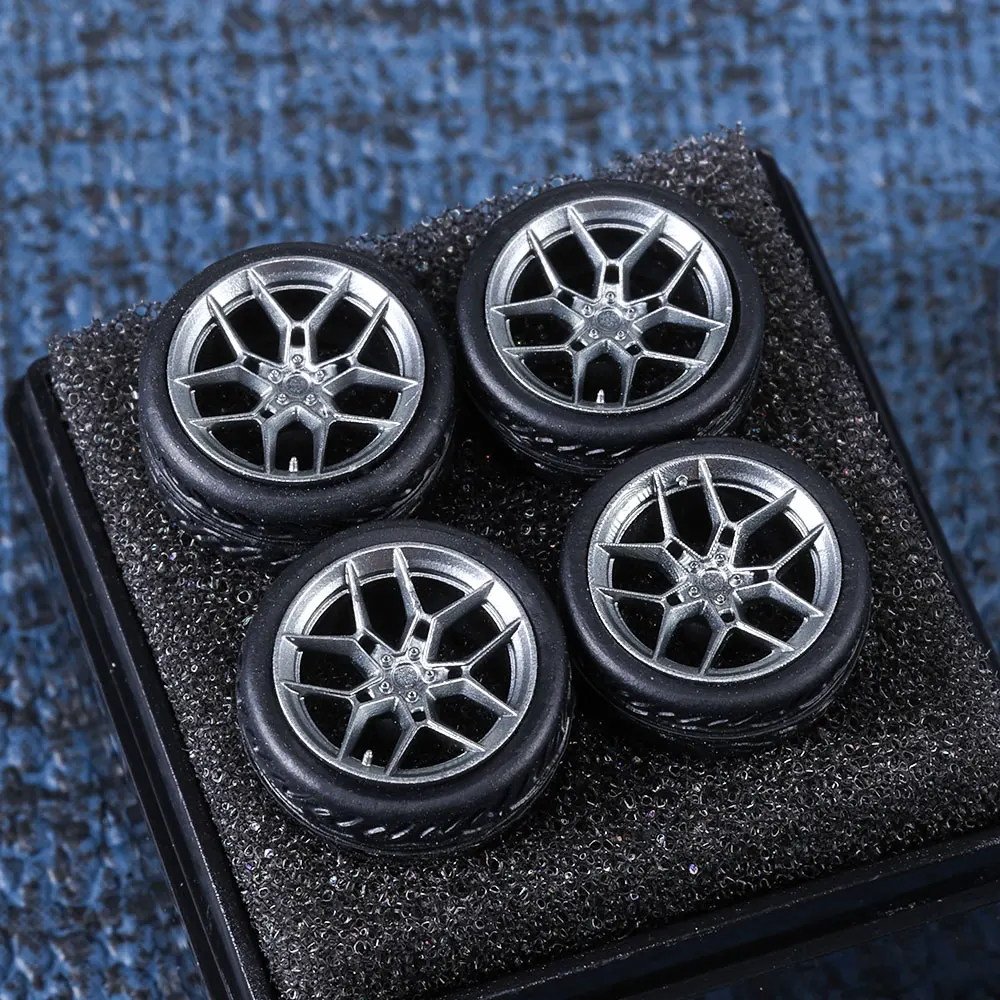 Kicarmod 1/64 Harzräder mit Gummireifen für Druckgussmodell, deutsche Sportwagenteile, RacingToy, 4-teiliges Set – Detail 35
